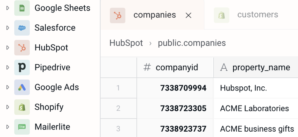 See all your data in a spreadsheet